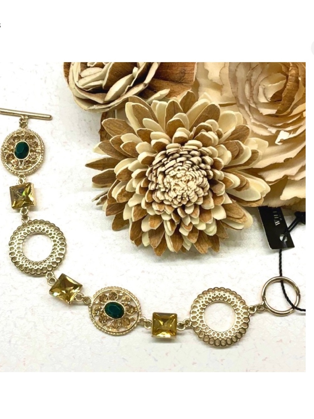 WHBM GREEN GOLDEN FILIGREE BRACELET